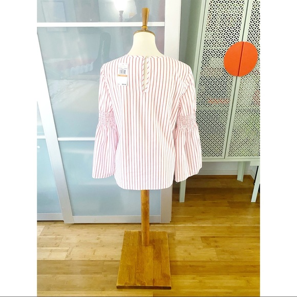 NWT MICHAEL Michael Kors Striped Bell Sleeve Top - Picture 2 of 12